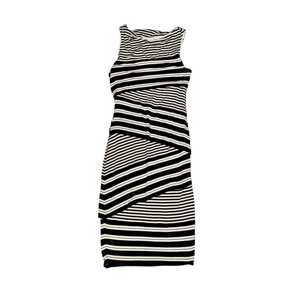 Bailey 44 Annabeth Striped Column Dress Women's Size XS Black White Tiered